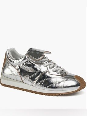 J Slides LOTTIE Leather Metallic Silver Jogger Sneaker 8.5 NWT✅